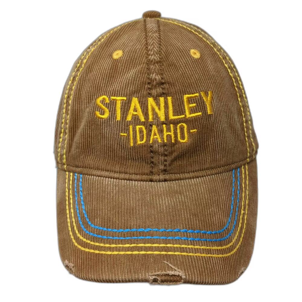 Ace USA Stanley Idaho Brown Corduroy Baseball Cap Yellow Distressed Hat One Size
